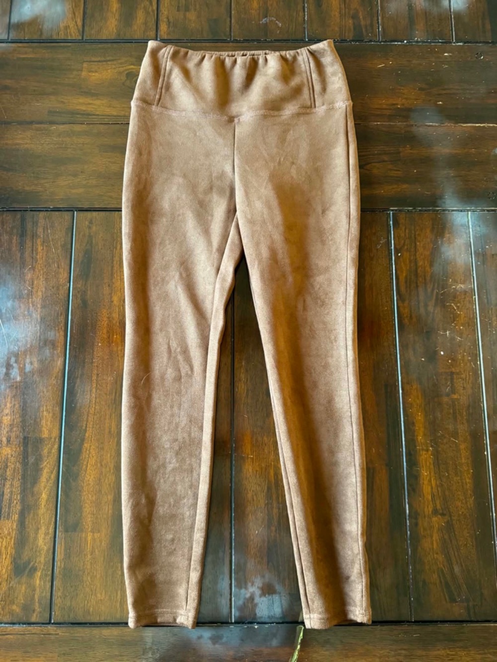 Black Tape High Waisted Faux Suede Leggings Camel Brown Quite Luxury Parisian - Picture 2 of 4